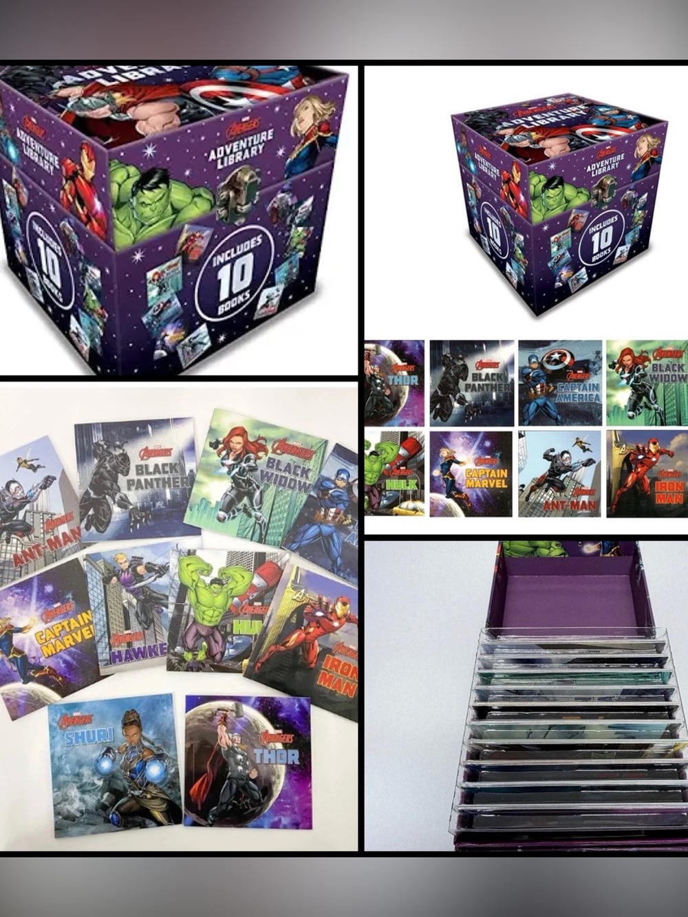 Marvel Avengers Purple Adventure Library 10 Collectible Animated Story Book Set